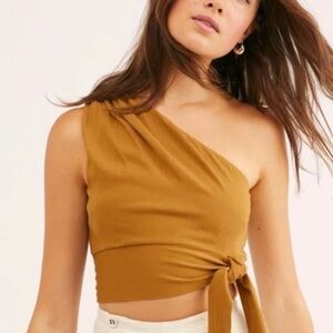 Free People Carmen One Shoulder Crop Top with Tie Waist